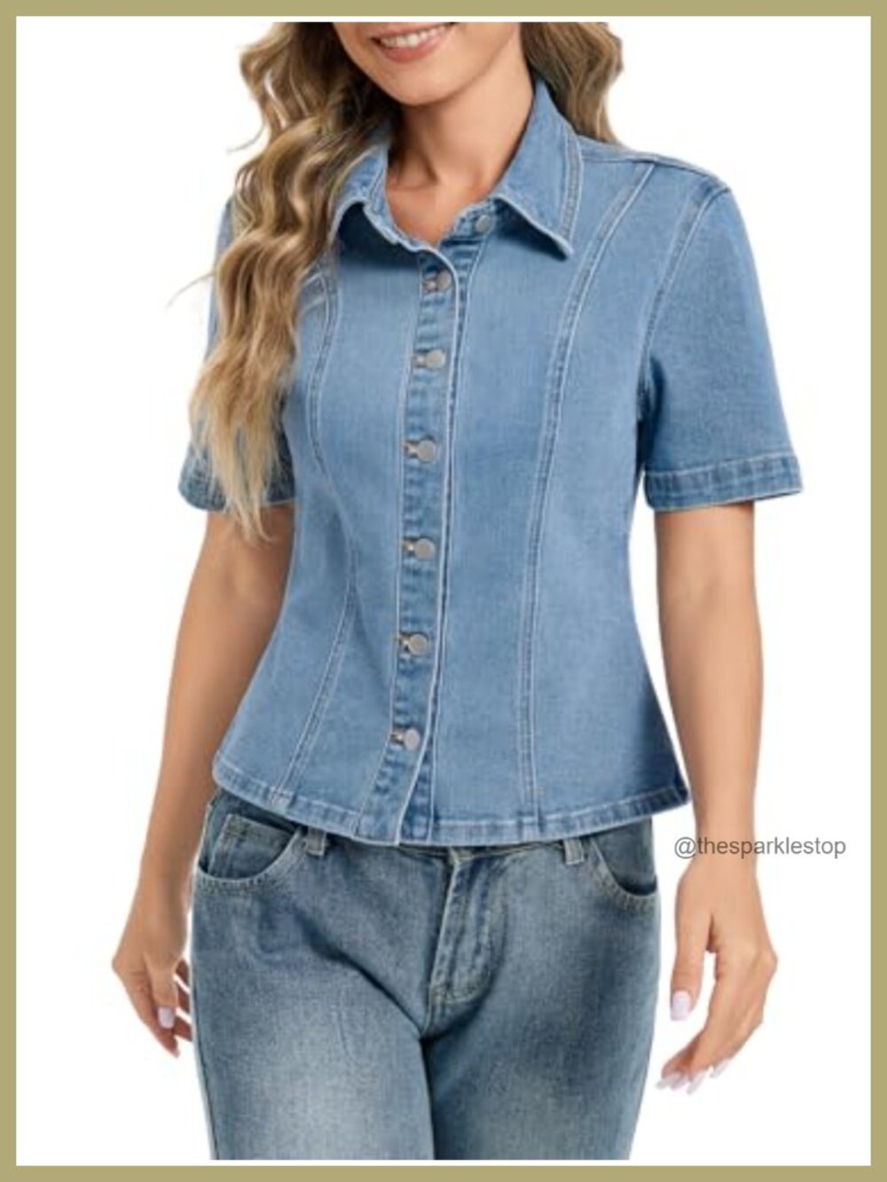 Womens Short Sleeve Denim Jacket Slim Fitted Stretchy Jean Jacket Cropped